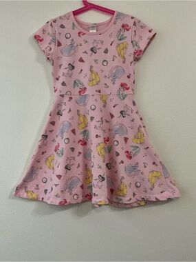 Disney Princess Pink Skater Dress - Size 7/8 - Ariel, Belle, Cinderella